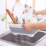 Collapsible Folding Silicone Dish Drying Drainer Rack with Spoon Fork Storage Holder - Image 6