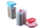 Plastic 2 Sections Air Tight Transparent Food Grain Cereal Storage Container (2 ltr) - Image 2