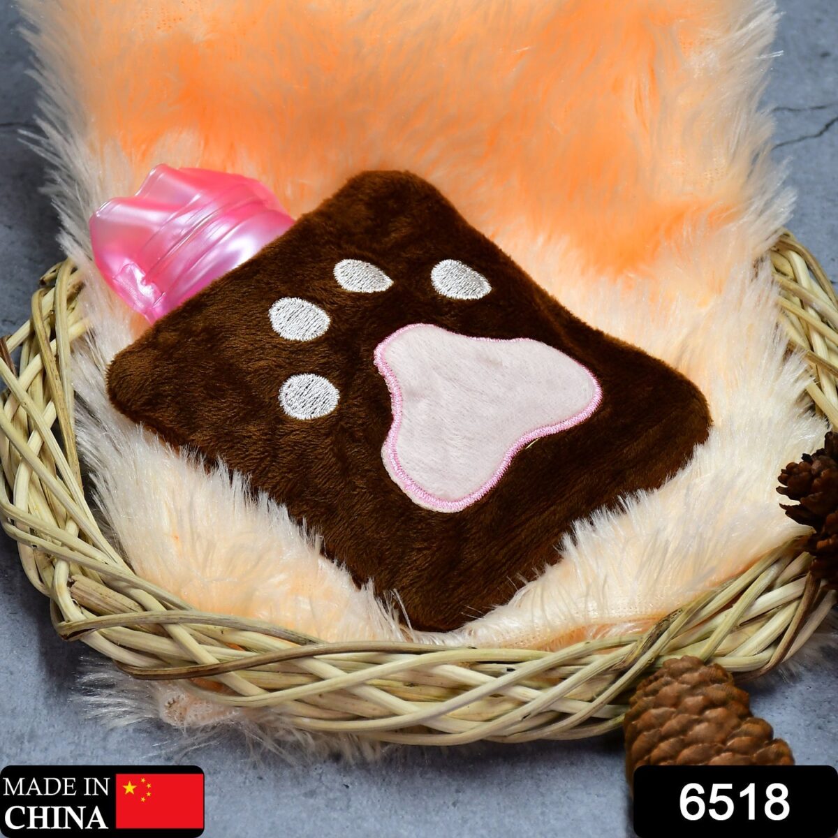 Paw Print Small Hot Water Bag with Cover for Pain Relief - Image 2