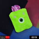 Green One-Eyed Monster Print Small Hot Water Bag with Cover for Pain Relief - Image 2
