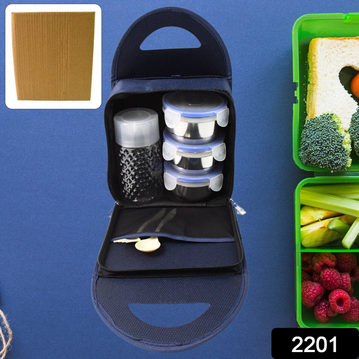 Compact Stainless Steel Airtight Lunch Box Set - 4 pcs (3 Leakproof Containers and 1 Bottle) - Image 2