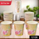 Disposable Paper Cups, Disposable Tea, Coffee Cups (24 Pcs Set / Mix Color & Design) - Image 2