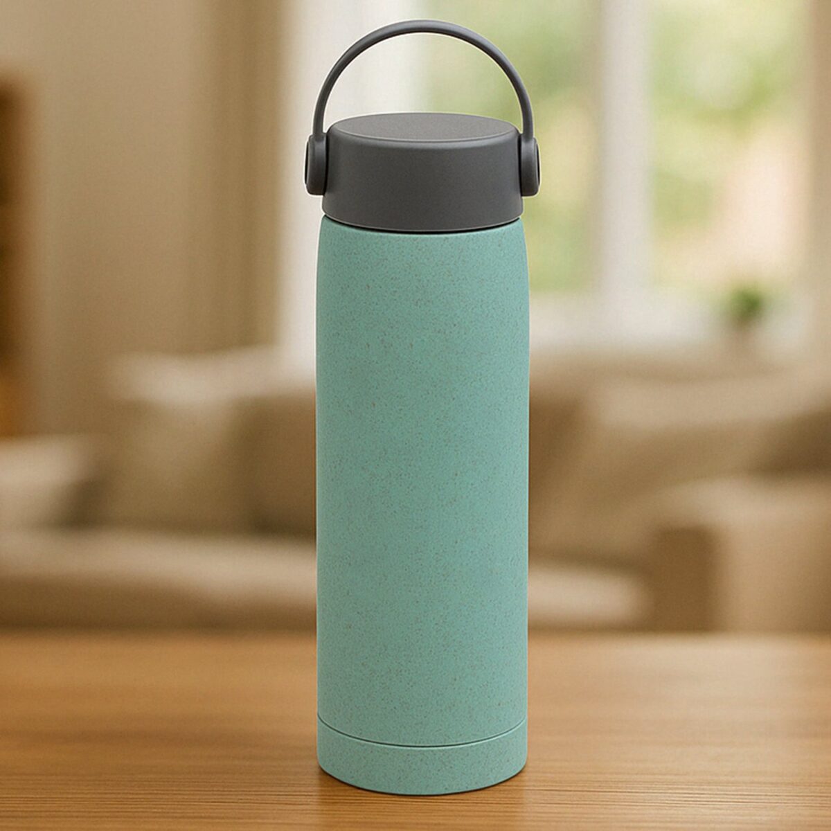 Creative Wheat Glass Water Bottle with Phone Holder (380ml, 80 Pc MOQ) - Image 1