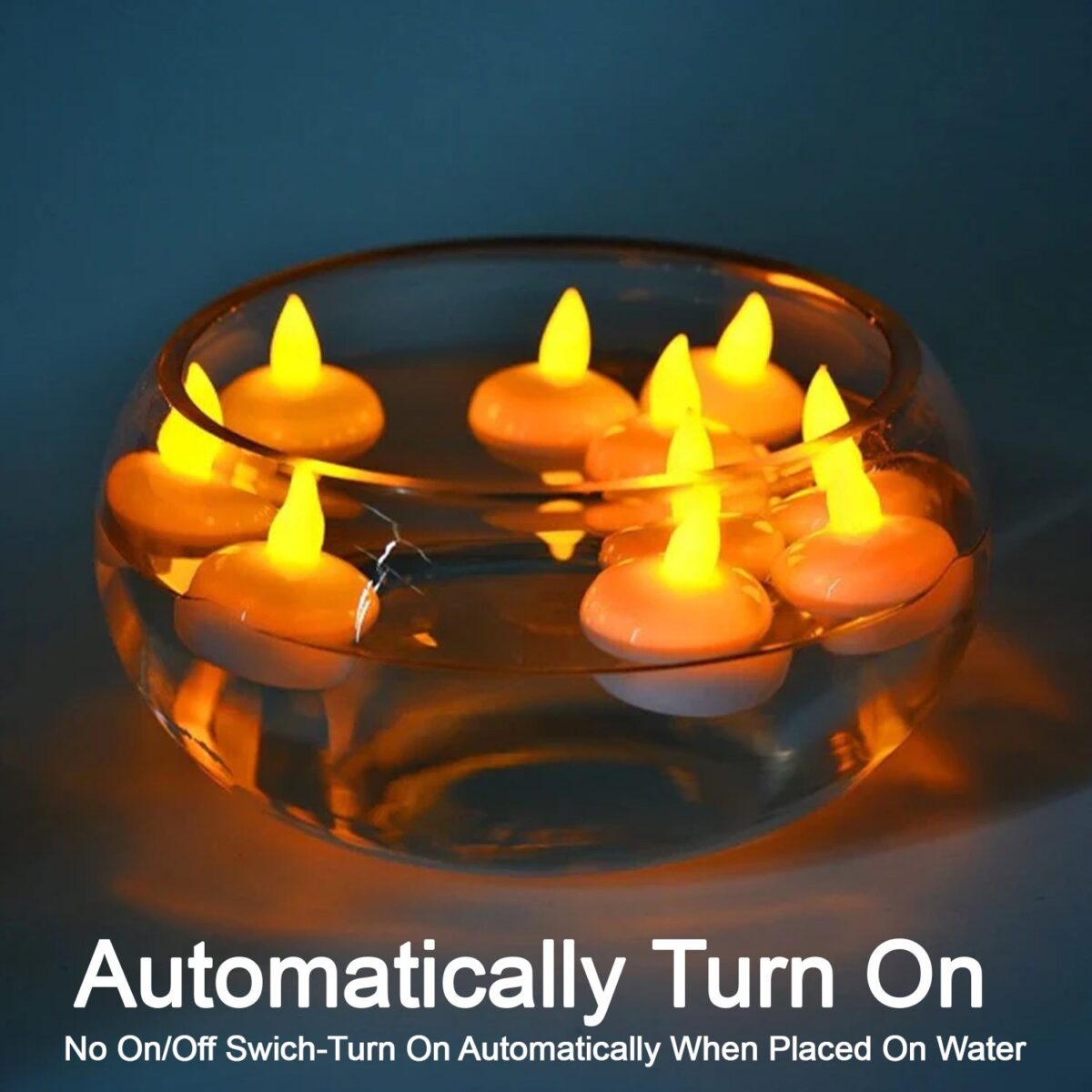 Set of 12 Flameless Floating Candles Battery Operated Tea Lights Tealight Candle - Decorative, Wedding.( Diya , Divo , Diva , Deepak , Jyoti ,) - Image 7