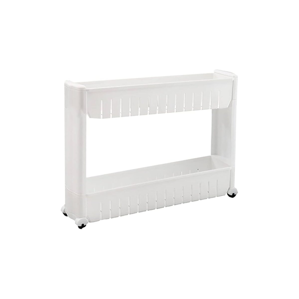 Multipurpose 2 Layer Slim Side Space Saving Storage Organizer Rack Shelf - Image 2