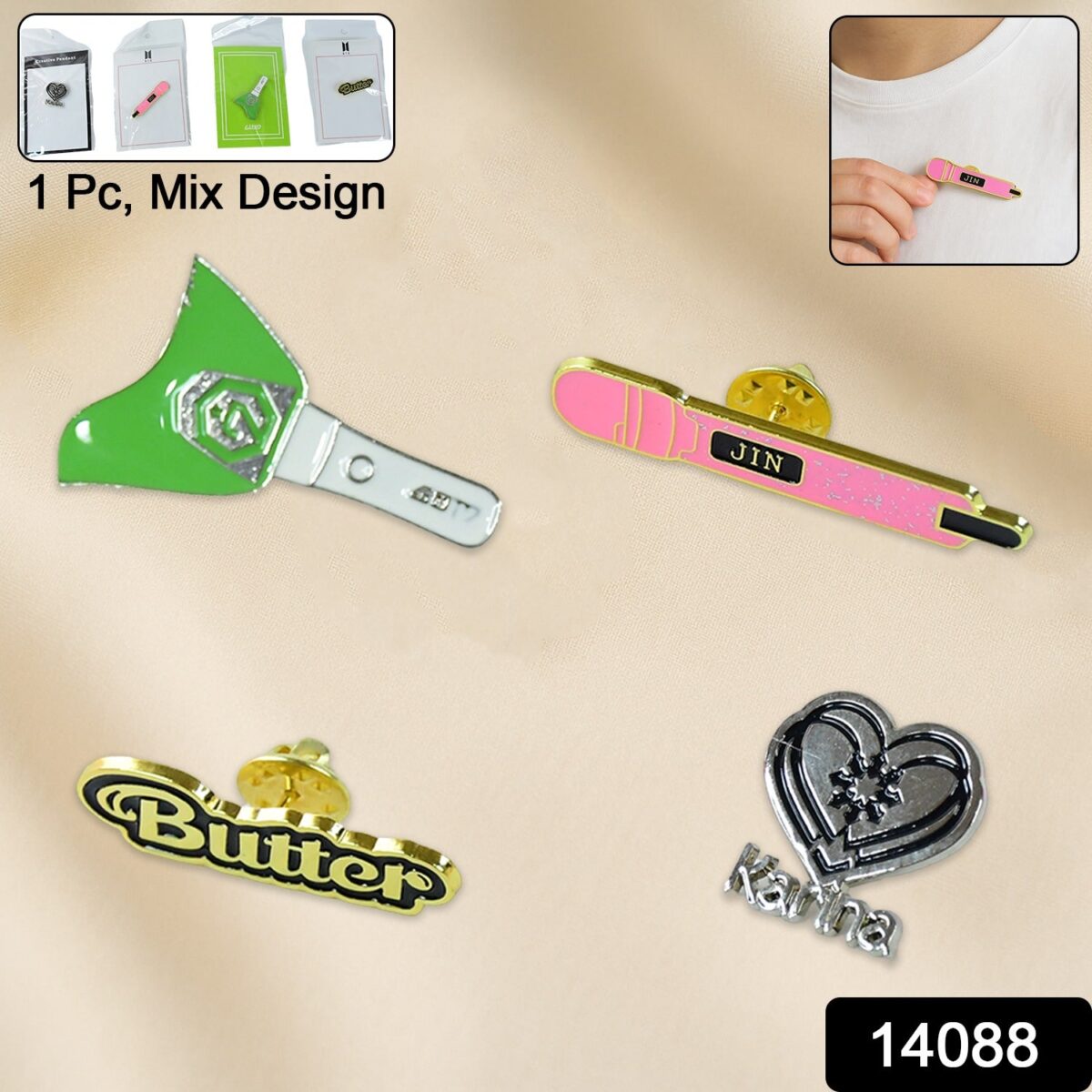 Stylish Metal Badge Pin Ã¢â‚¬â€œ Single Piece (Random Design) - Image 2