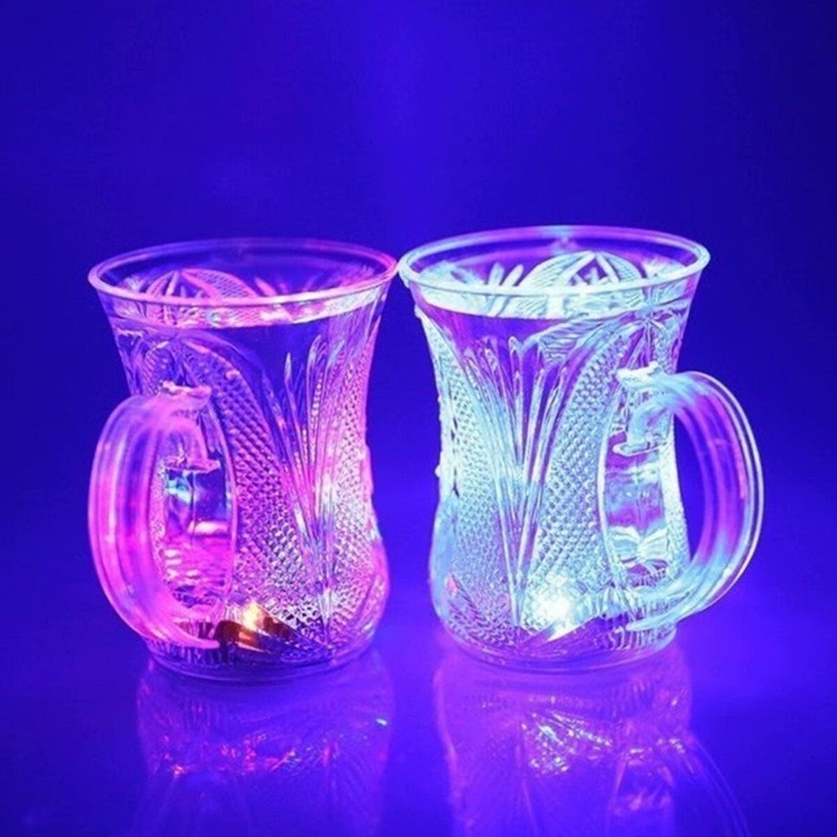 LED Light-Up Party Cups - Flashing Water-Activated Drinking Glasses with Handle (2-Piece) - Image 6