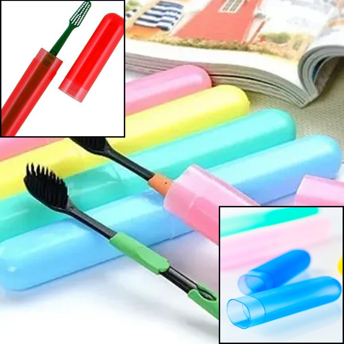 4-Piece Anti-Bacterial Plastic Toothbrush Cover Set Ã¢â‚¬â€œ Travel Holder Cases - Image 6