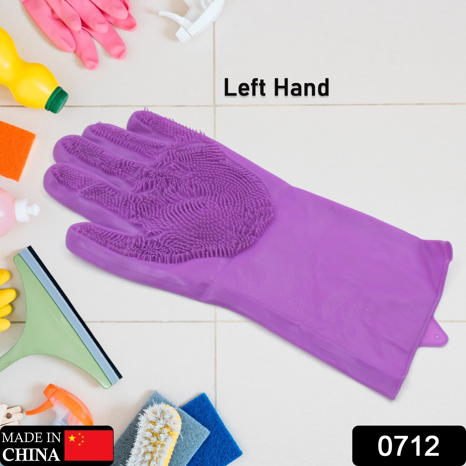 6ad8b88b-88e9-430d-a14f-4c80744e1aeb.jpg Single Left-Handed Silicone Dishwashing Glove: Scrubber, Reusable, Kitchen Cleaning - Image 1
