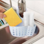 Adjustable Kitchen Bathroom Water Drainage Plastic Basket / Bag with Faucet Sink Caddy - Image 4