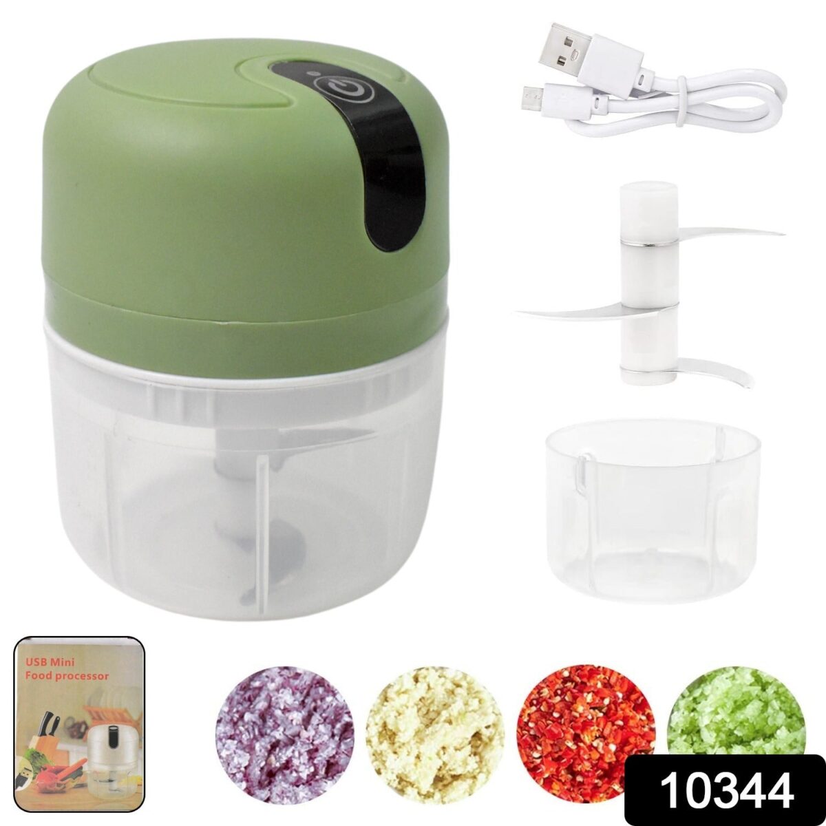 Wireless USB Rechargeable Mini Electric Garlic Machine / Chopper 3 Blades (250Ml) - Image 2