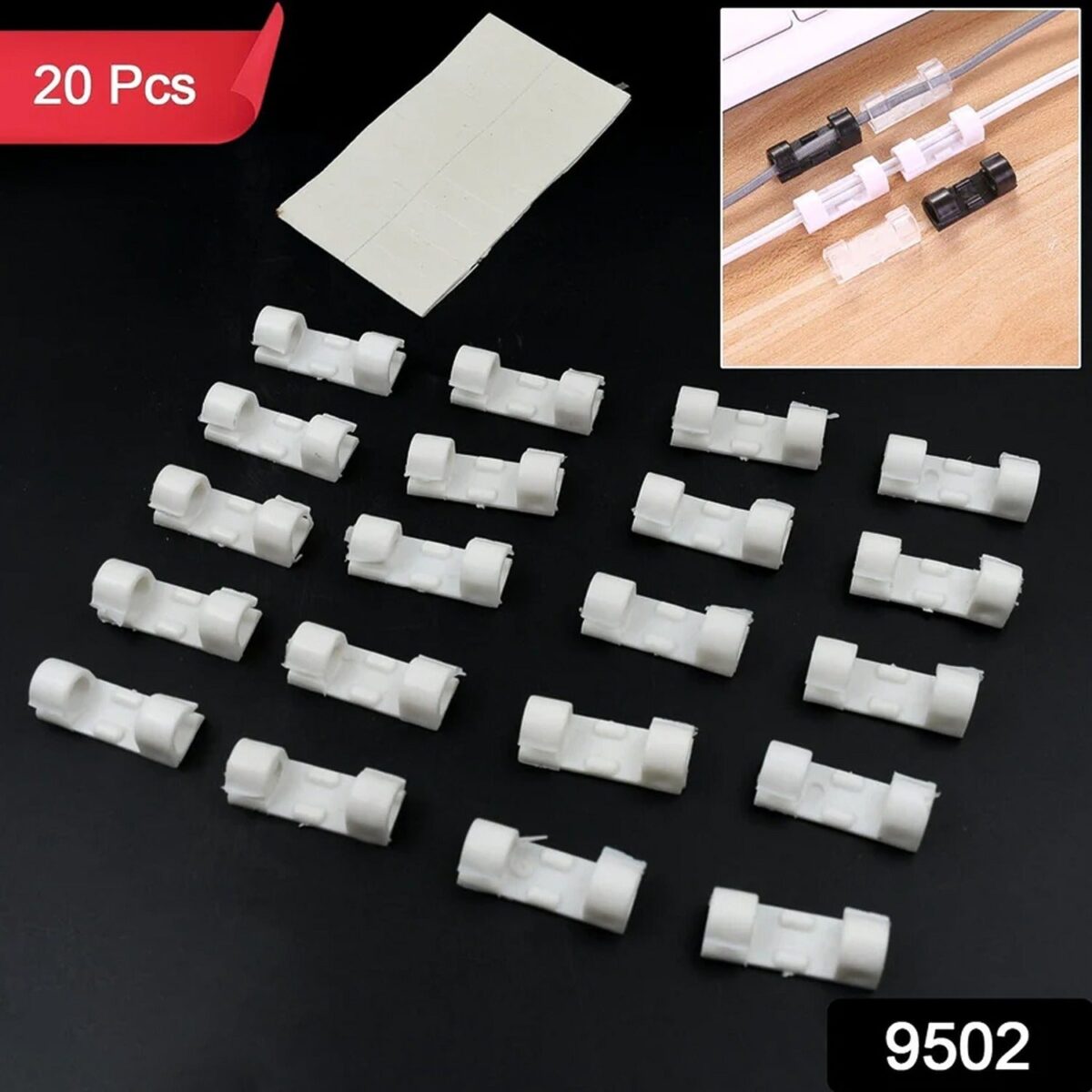Plastic Cable Clips Ã¢â‚¬â€œ Strong Adhesive Wire Organizer for Home, Office & Car (20 Pcs) - Image 2