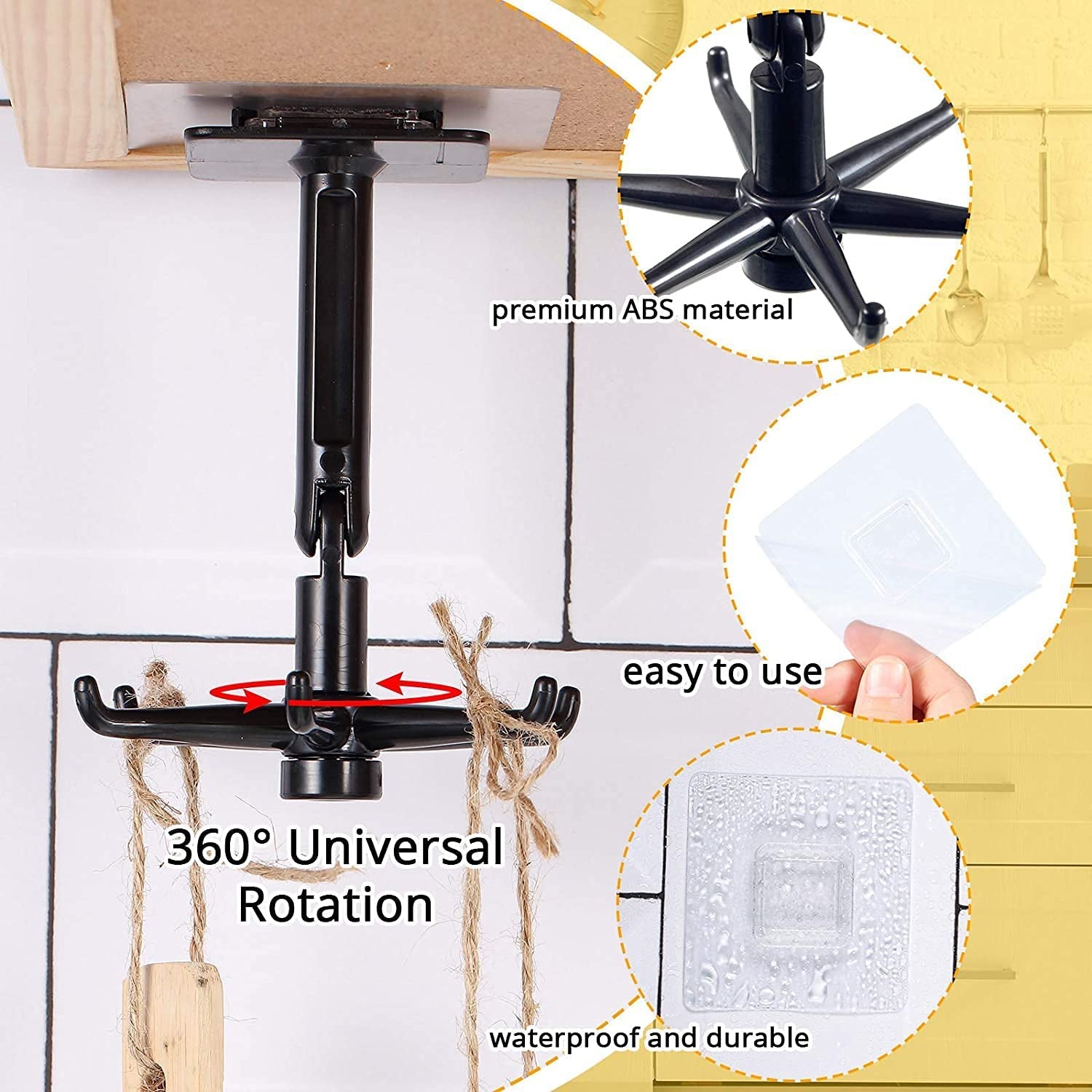 6image_de3bc441-3c27-499e-b7ad-f2c40a1746b1.jpg Rotatable hooks for hanging 360 (1 Pc / Black) - Image 7
