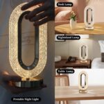 Touch Control Crystal Table Desk Lamp, 3-Way Dimmable Light, USB Rechargeable Crystal Diamond Table Lamp, Exquisite Night Stand Light Lamp Beside Lamp for Bedroom Living Room, Decorative Desk Lamp - Image 7