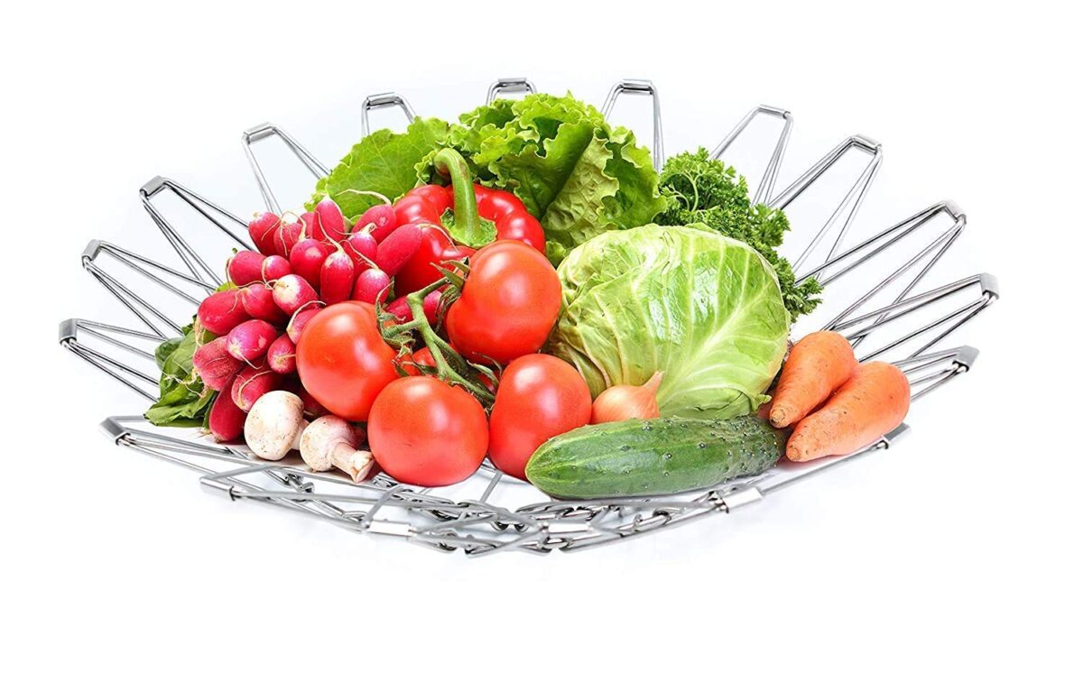Multipurpose Fruit Basket Stainless Steel Wire Bowl Foldable Basket for Vegetable  /  Fruits  /  Dining - Image 9