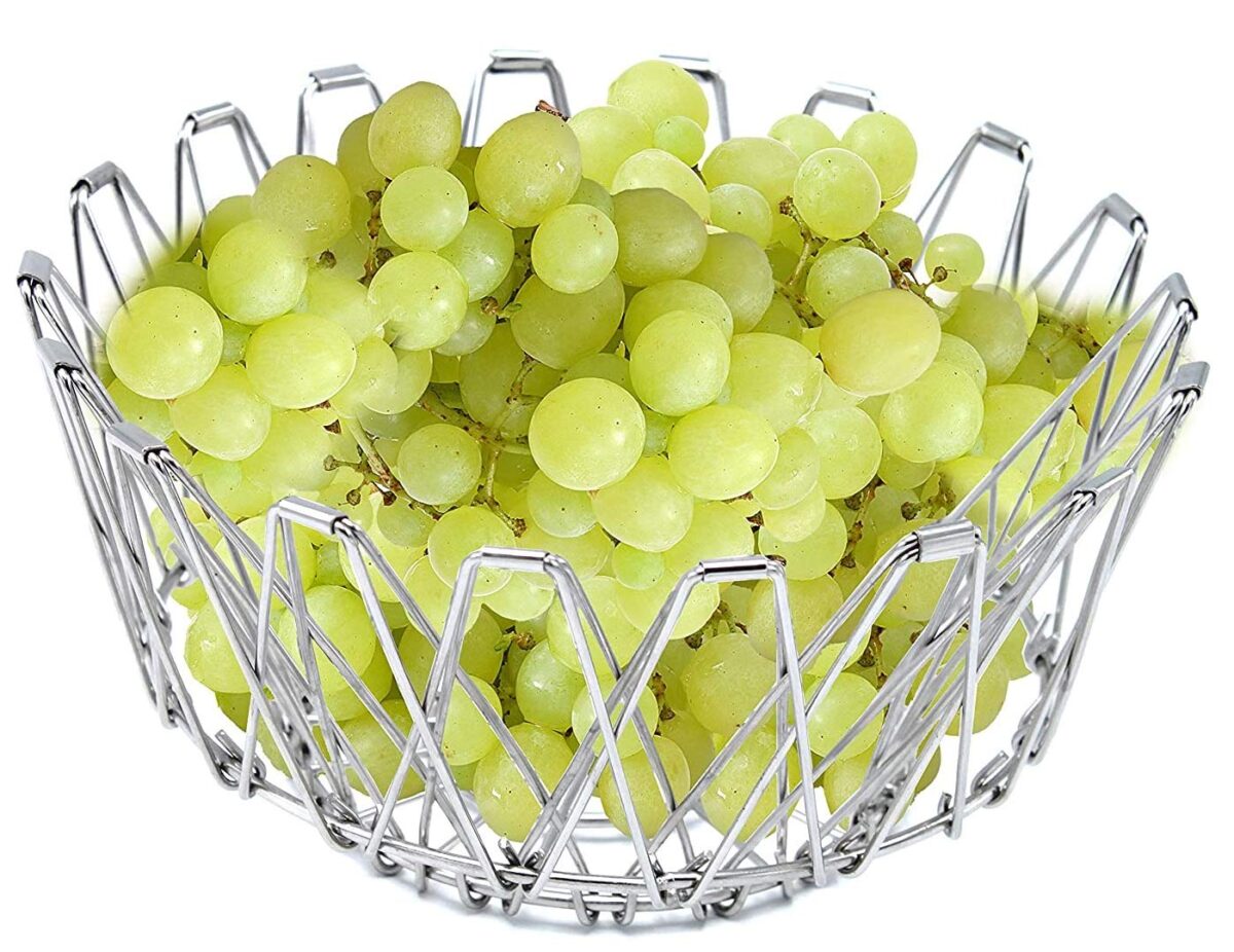 Multipurpose Fruit Basket Stainless Steel Wire Bowl Foldable Basket for Vegetable  /  Fruits  /  Dining - Image 10