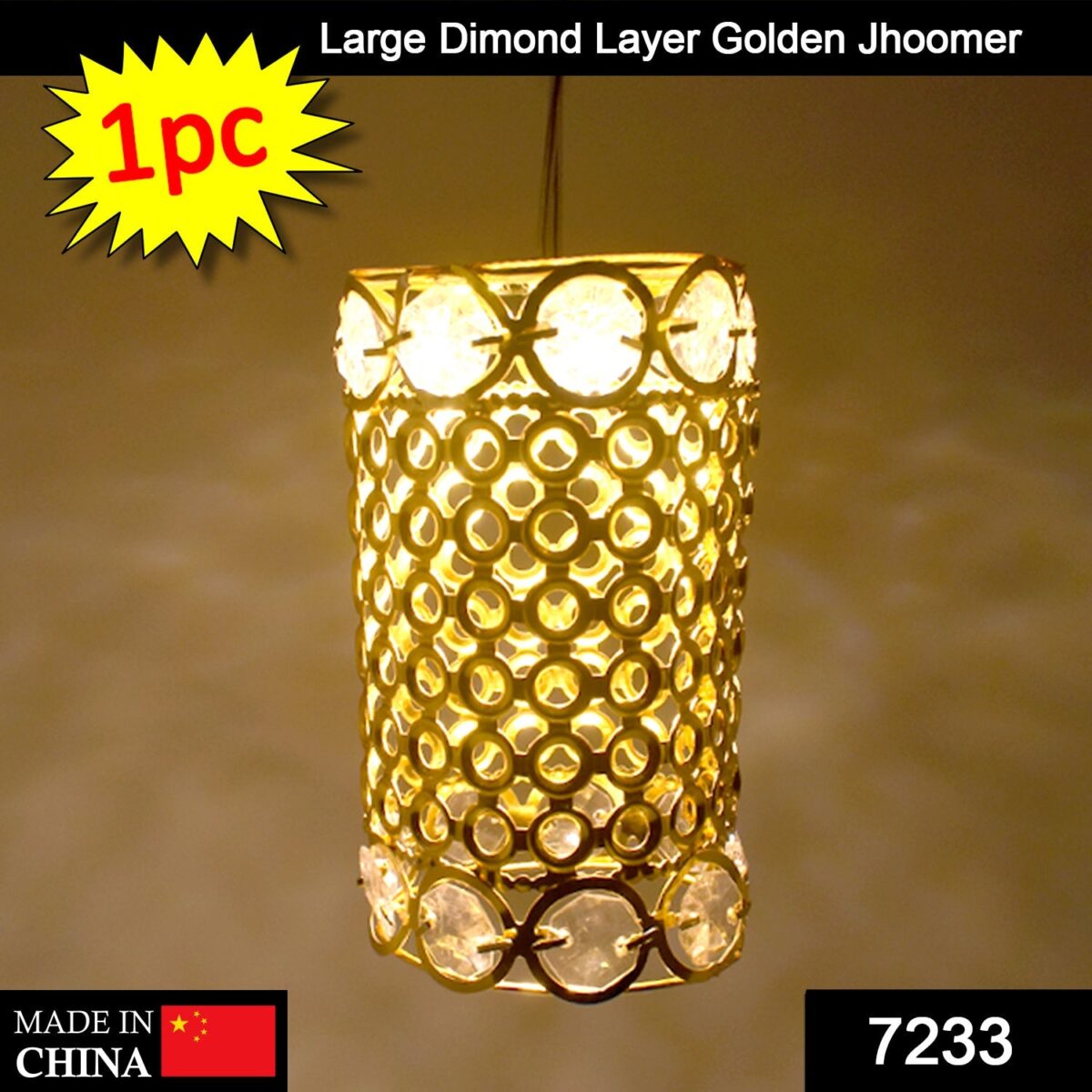 Large Dimond Layer Golden Jhoomer For Home Decoration - Image 2