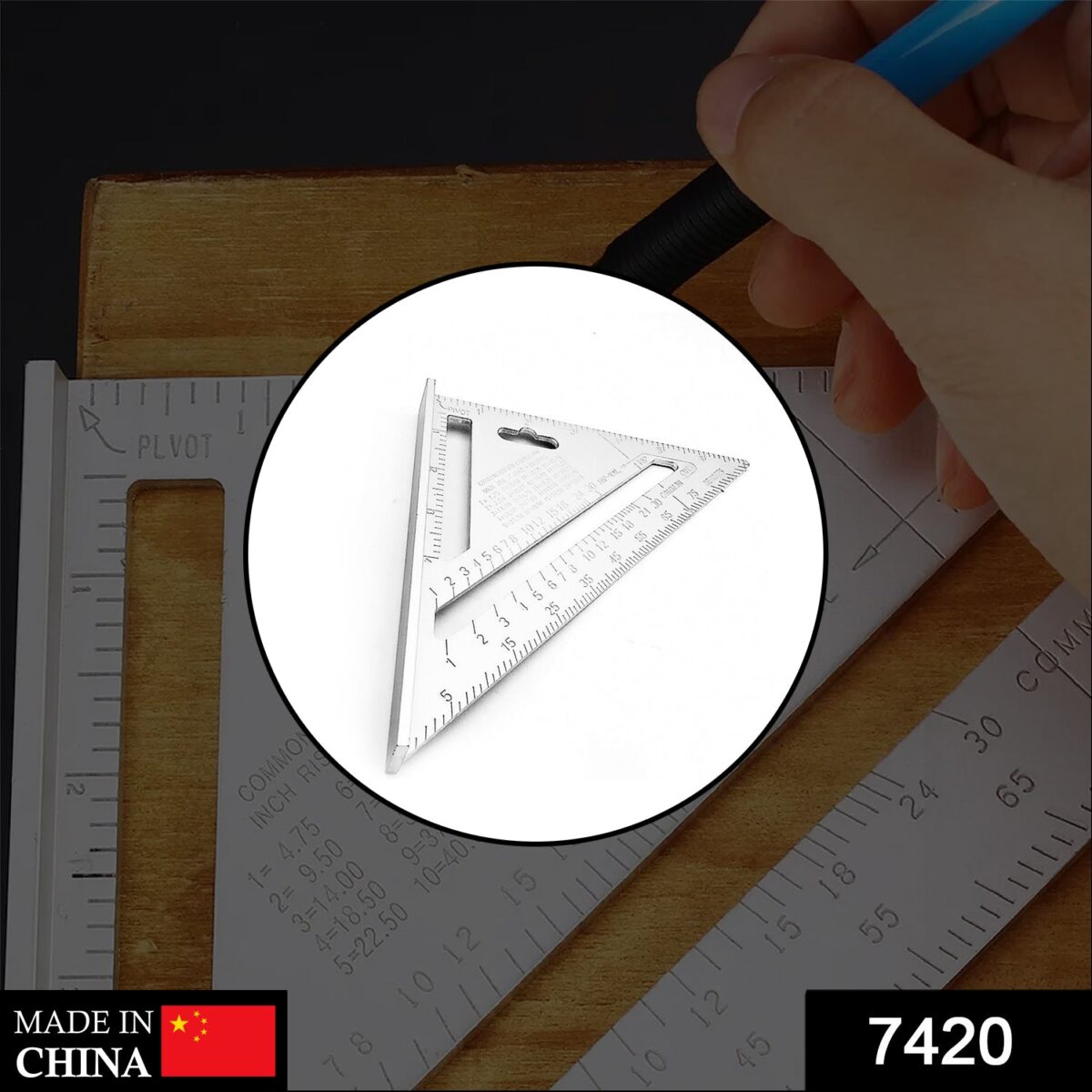 Light Weight Double Side Scale Triangle Measurement Hand Tool - Image 2