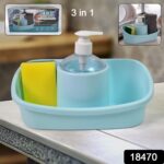 3 in 1 Hand wash Liquid Soap Dispenser with Sponge Holder (1 Set) - Image 2