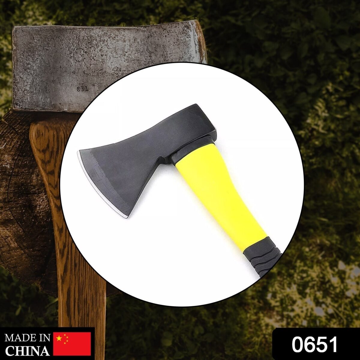 Fiberglas's Body Rubberised Handle Wood Cutting Axe - Image 2