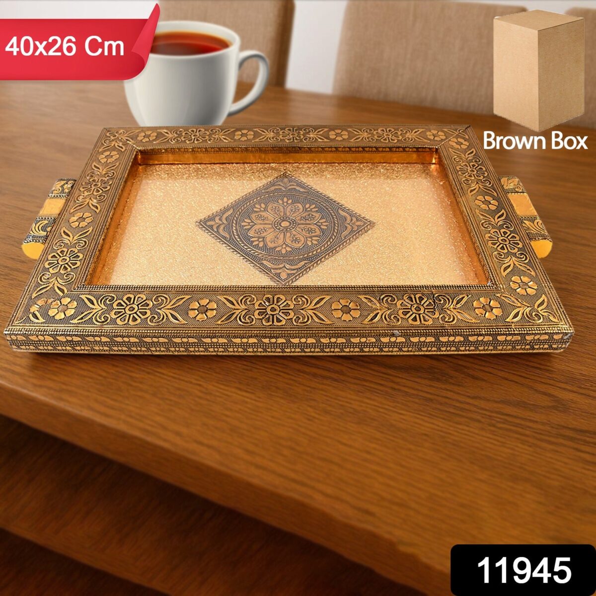 Premium Antique-Style Rajwadi Decorative Serving Tray Ã¢â‚¬â€œ 40x26 cm - Image 2