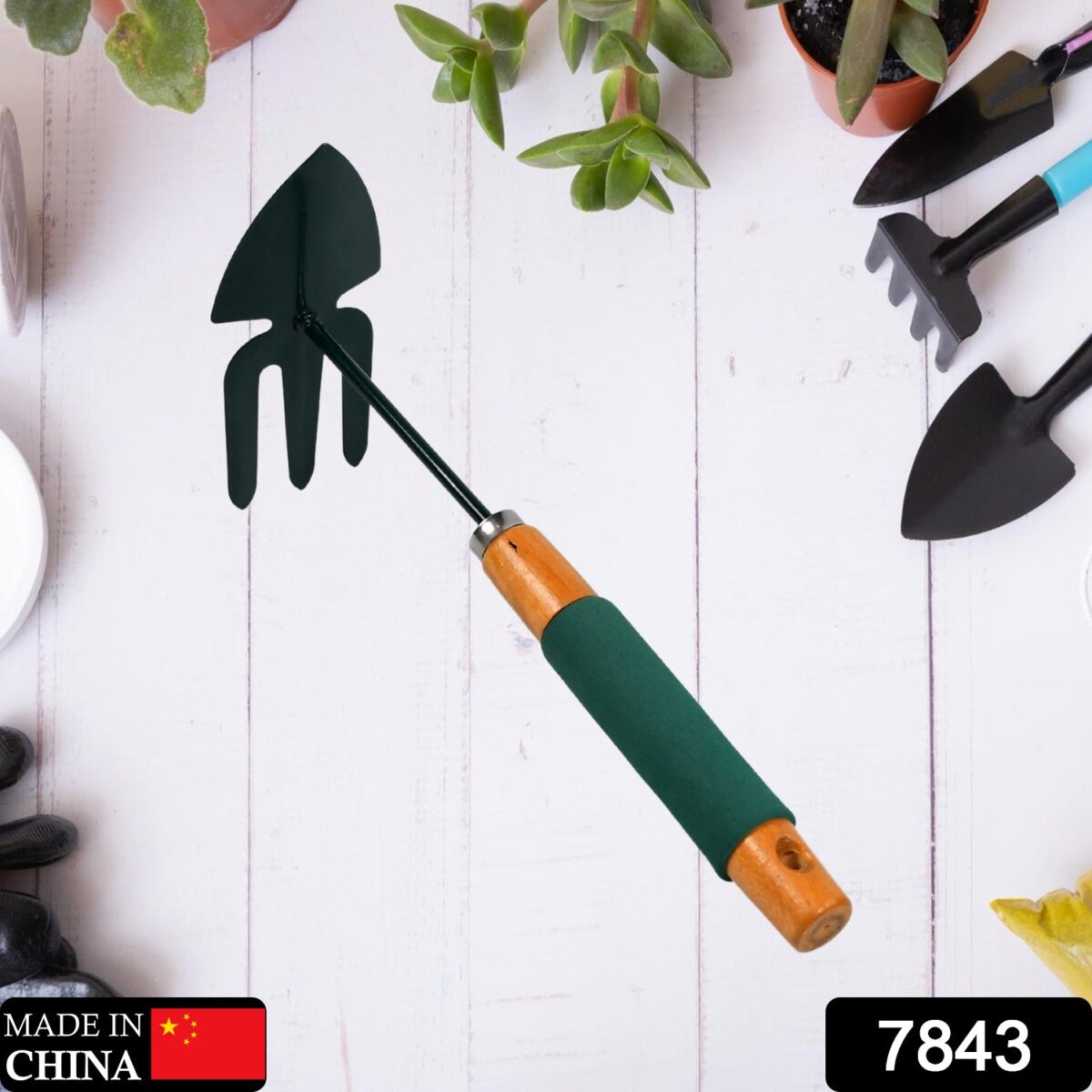 2 IN 1 DOUBLE HAND HOE GARDENING TOOL WITH WOODEN HANDLE - Image 2