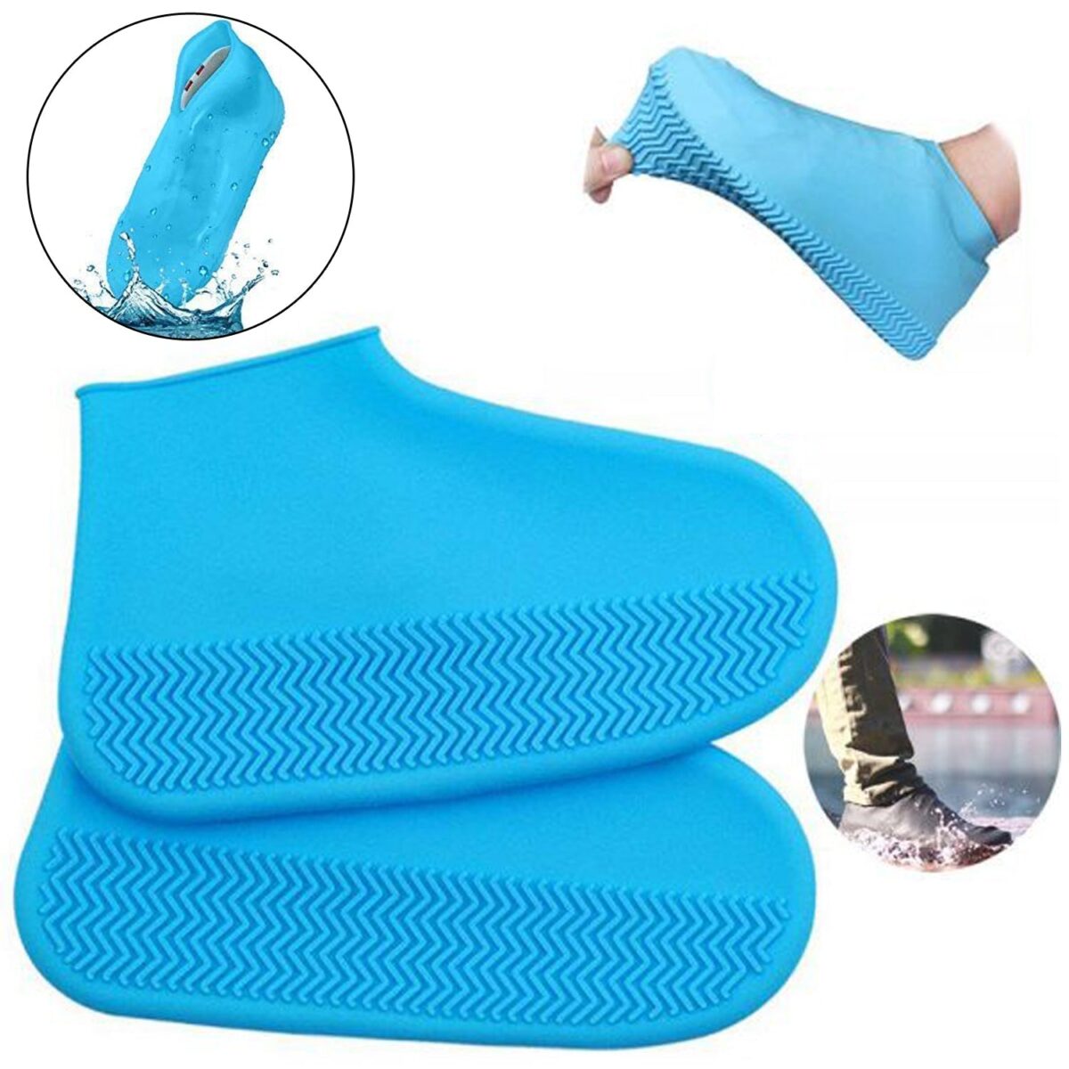 Non-Slip Silicone Rain Reusable Anti skid Waterproof Fordable Boot Shoe Cover (Mix Color) - Image 1