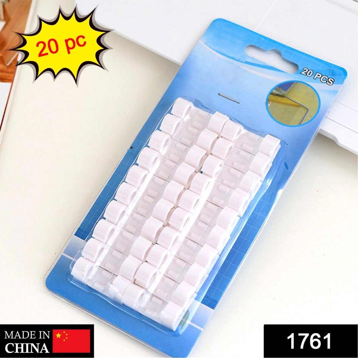 Self Adhesive Cable Clips Wire Manage Holder Sticky Mount-Round Plastic Cable Cord  - Pack of 20 - Image 2