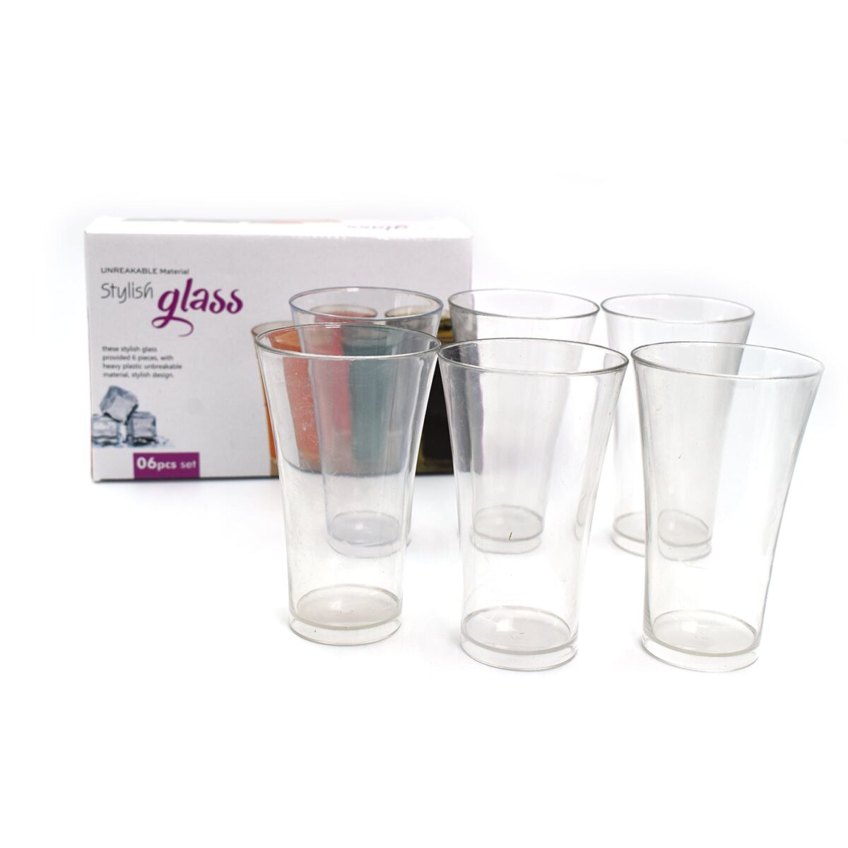 Plastic Drinking Glass Juice Glass Water Glass Set of 6 Transparent Glass - Image 9