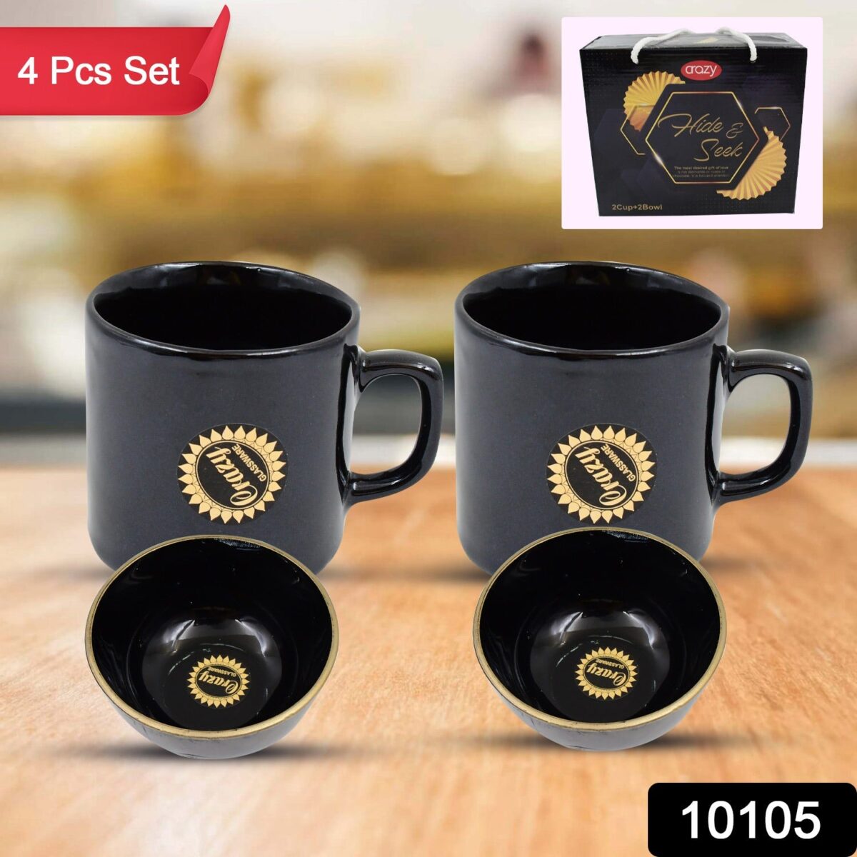 Hide & Seek Ceramic Tea / cups With Round Serving Bowl (4 Pcs set) - Image 2