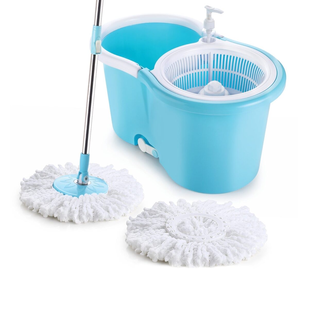 Plastic Spinner Bucket Mop 360 Degree Self Spin Wringing with 2 Absorbers for Home and Office Floor Cleaning Mops Set - Image 1