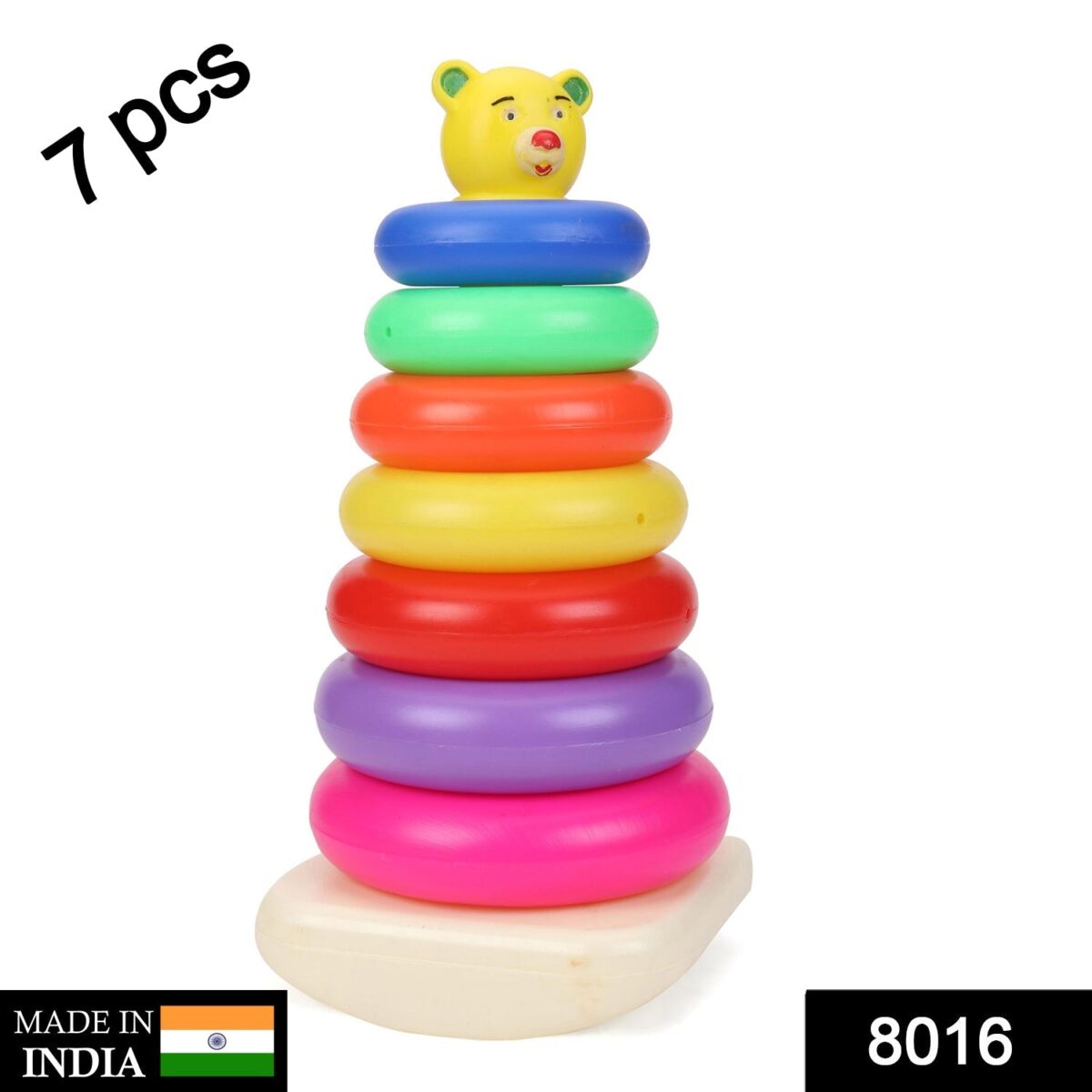 Plastic Baby Kids Teddy Stacking Ring Jumbo Stack Up Educational Toy 7pc - Image 2
