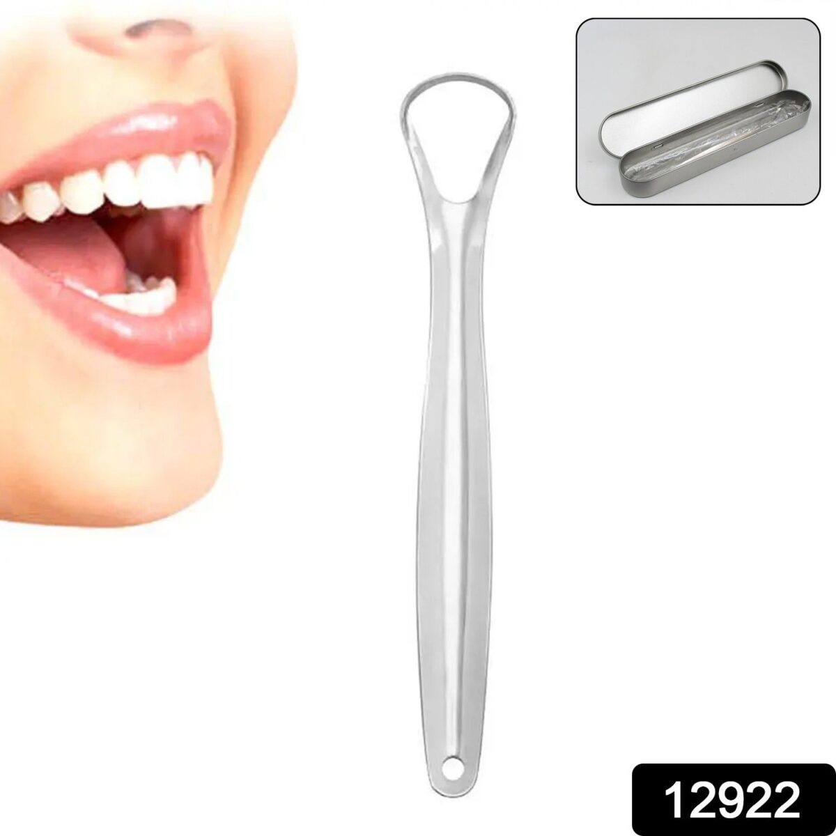 Stainless Steel Tongue Scraper for Bad Breath & Oral Hygiene, Metal Case Included (1 Pc) - Image 1