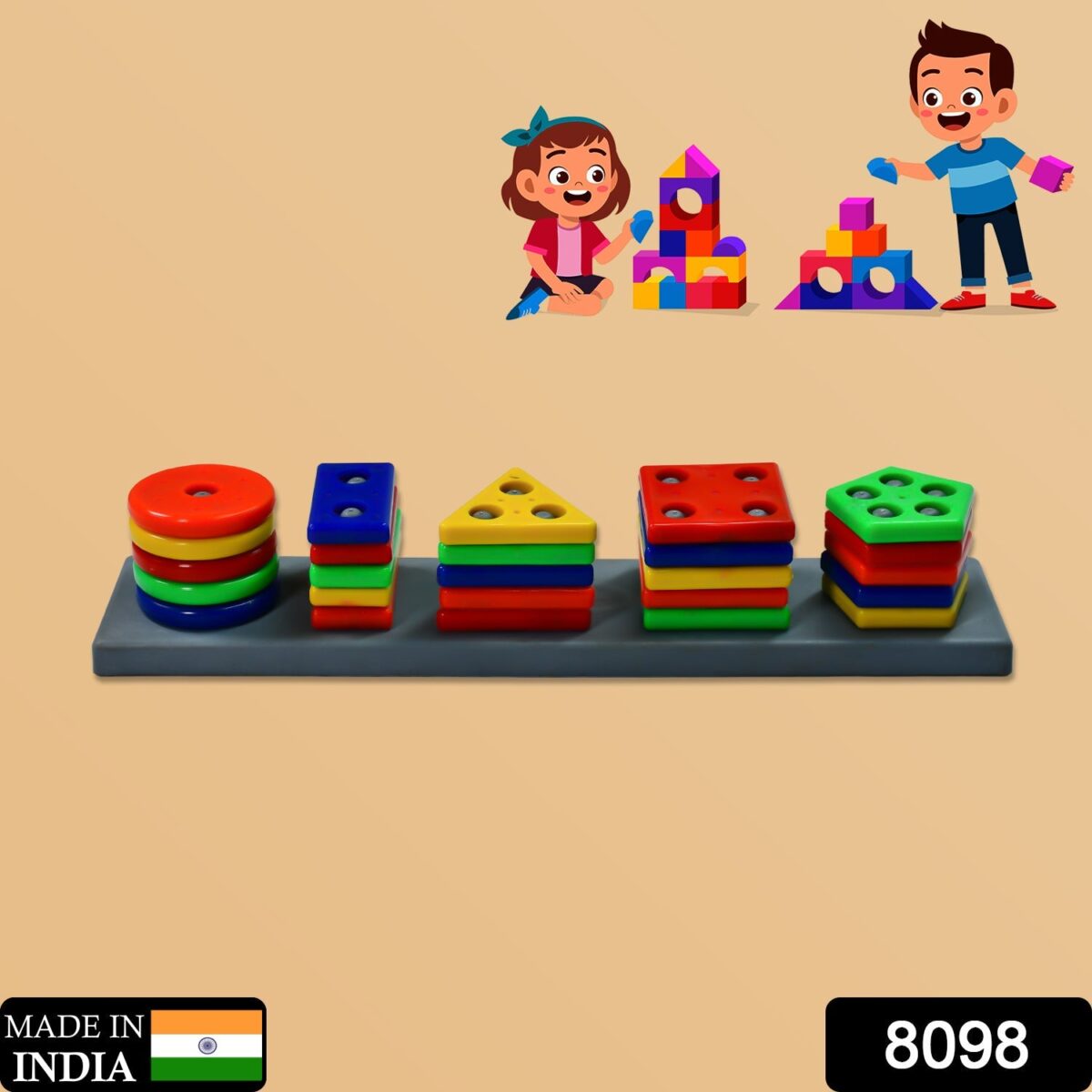 Geometric Brick - 5 Angle Matching Column Blocks for Kids - Preschool Educational Learning Toys. - Image 2
