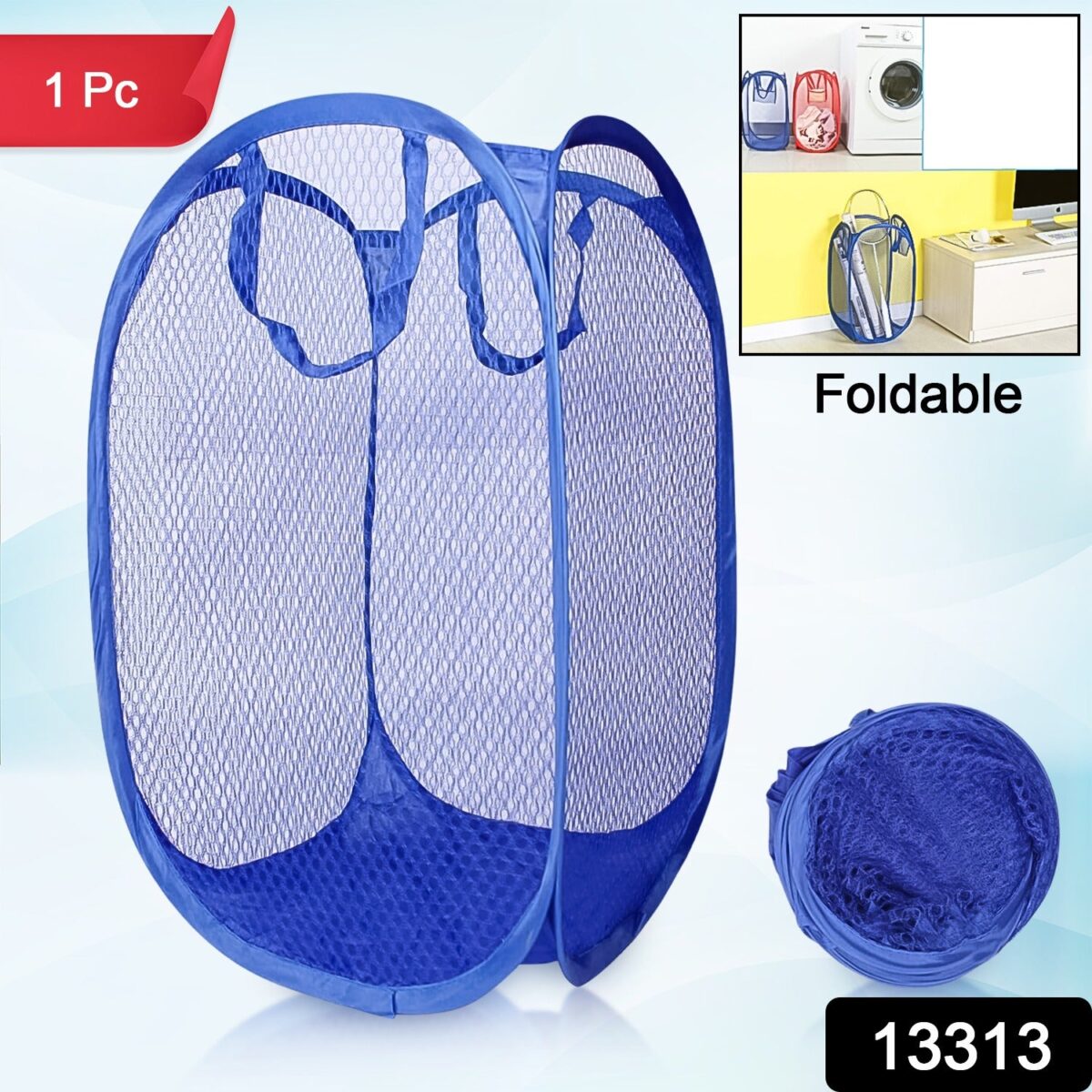 Foldable Collapsible Mesh Laundry Bag Pack Of 1 (Mix Color) - Image 2