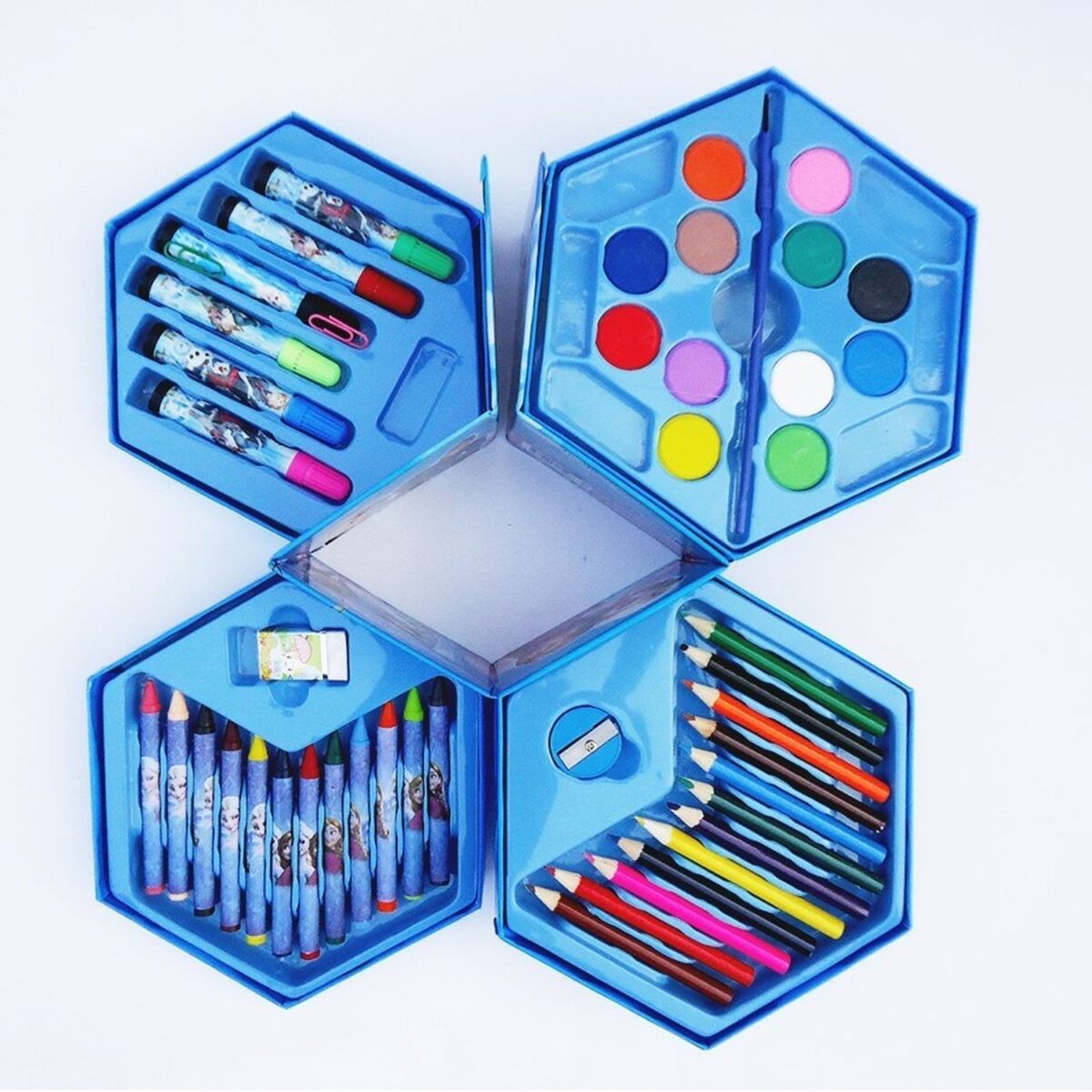 46 Pcs Plastic Art Colour Set with Color , Crayons, Oil Pastel and Sketch Pens - Image 1