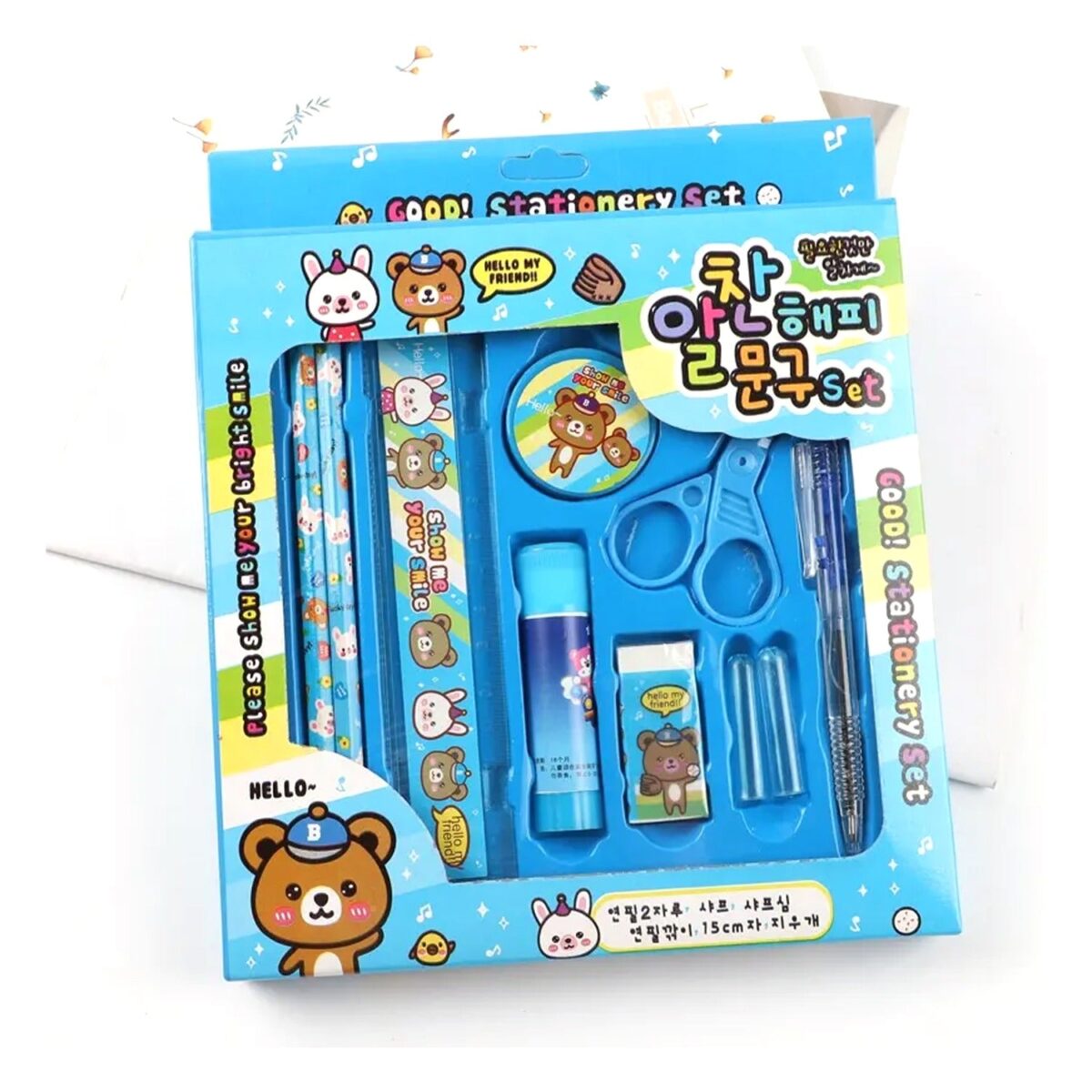 10-Pc Stationery Set for School, Office & Gifts with Pencil, Pen, Scissors - Image 4