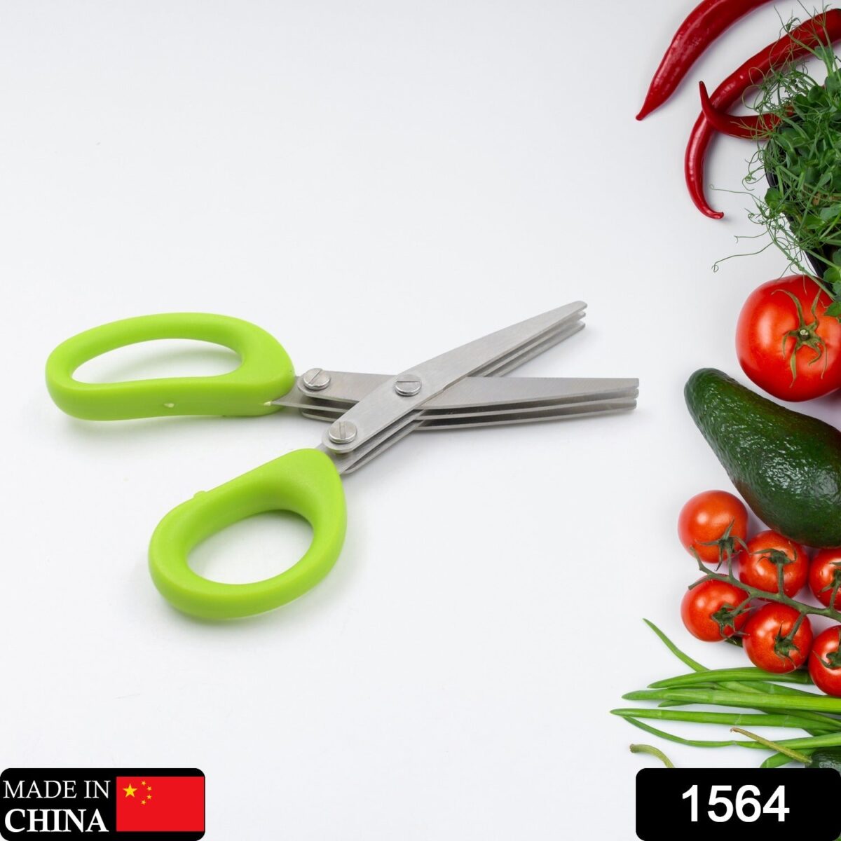 Multifunction Vegetable Stainless Steel Herbs Scissor with 3 Blades - Image 2