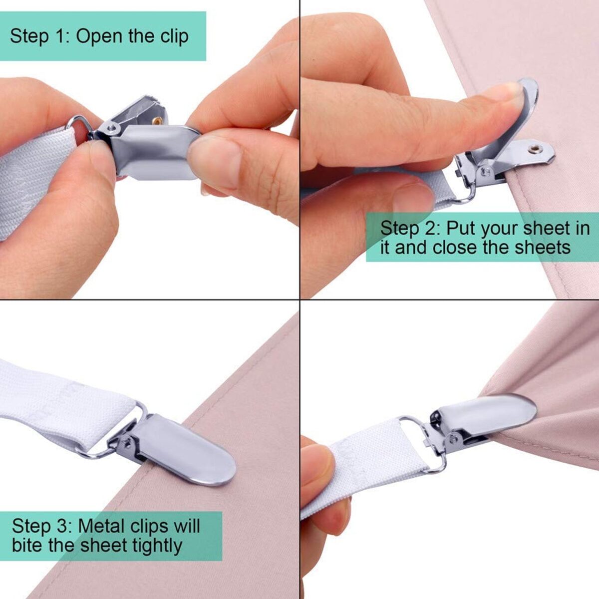 Adjustable Triangle Elastic Suspenders Gripper Holder Straps Clip for Bed Sheets (4 Pc) - Image 8