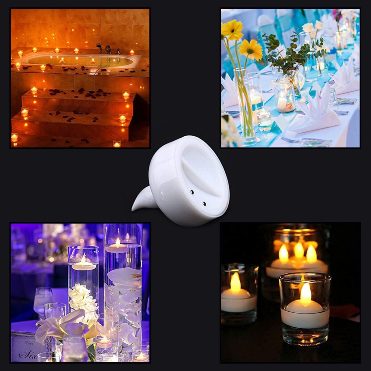 Set of 12 Flameless Floating Candles Battery Operated Tea Lights Tealight Candle - Decorative, Wedding.( Diya , Divo , Diva , Deepak , Jyoti ,) - Image 3