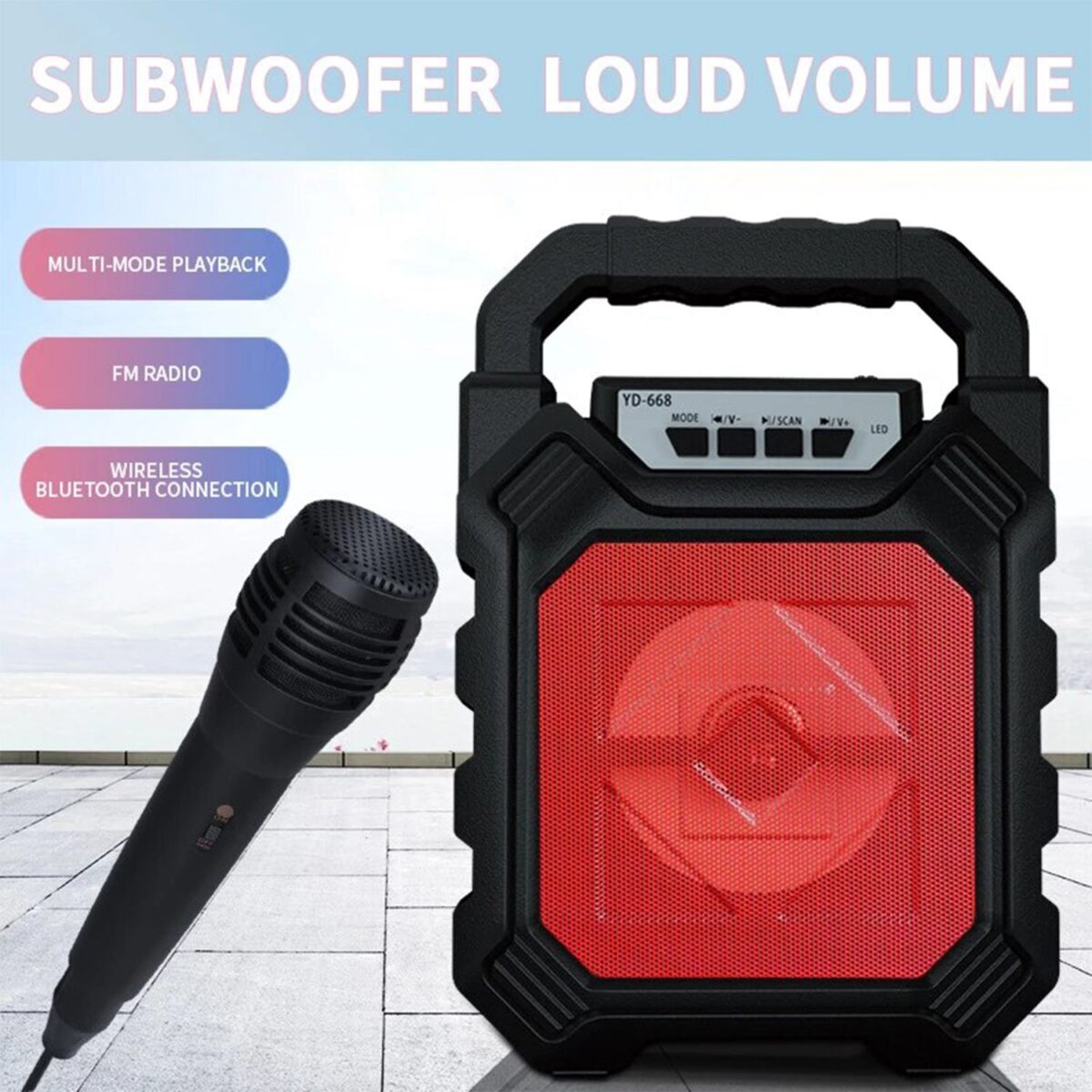 Wireless Bluetooth Portable Boom Box Subwoofer Support Mic Input Outdoor Speaker 5 W Bluetooth Speaker - Image 5