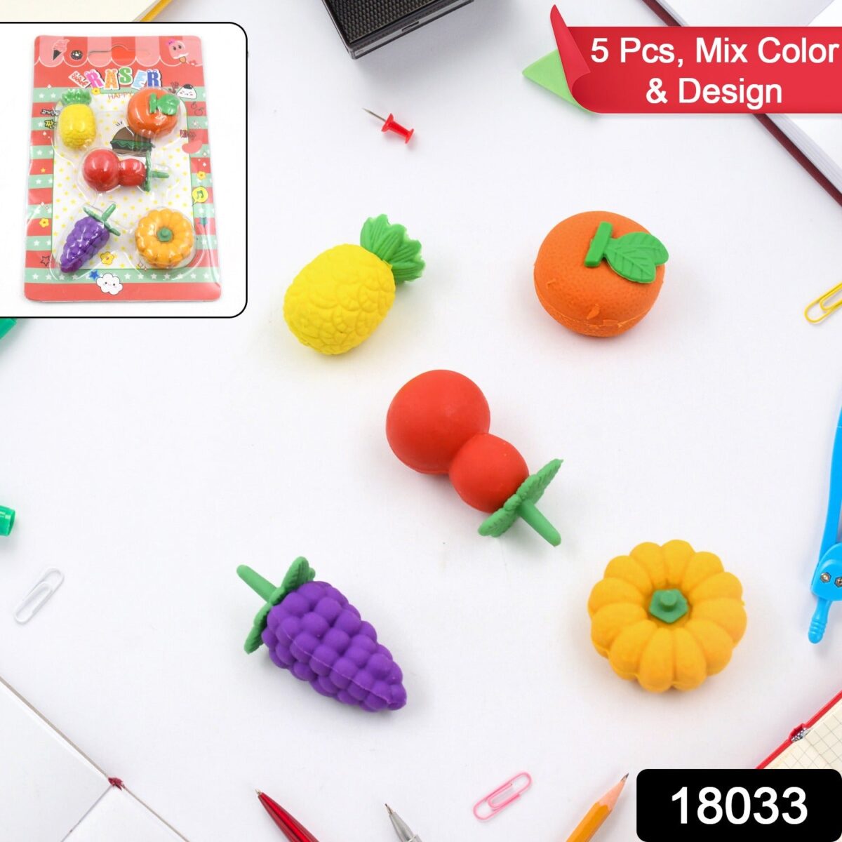 3D Mix Design Fancy & Stylish Colorful Erasers Ã¢â‚¬â€œ Cute Novelty Eraser Set for Kids & School Prize (1 Set) - Image 2