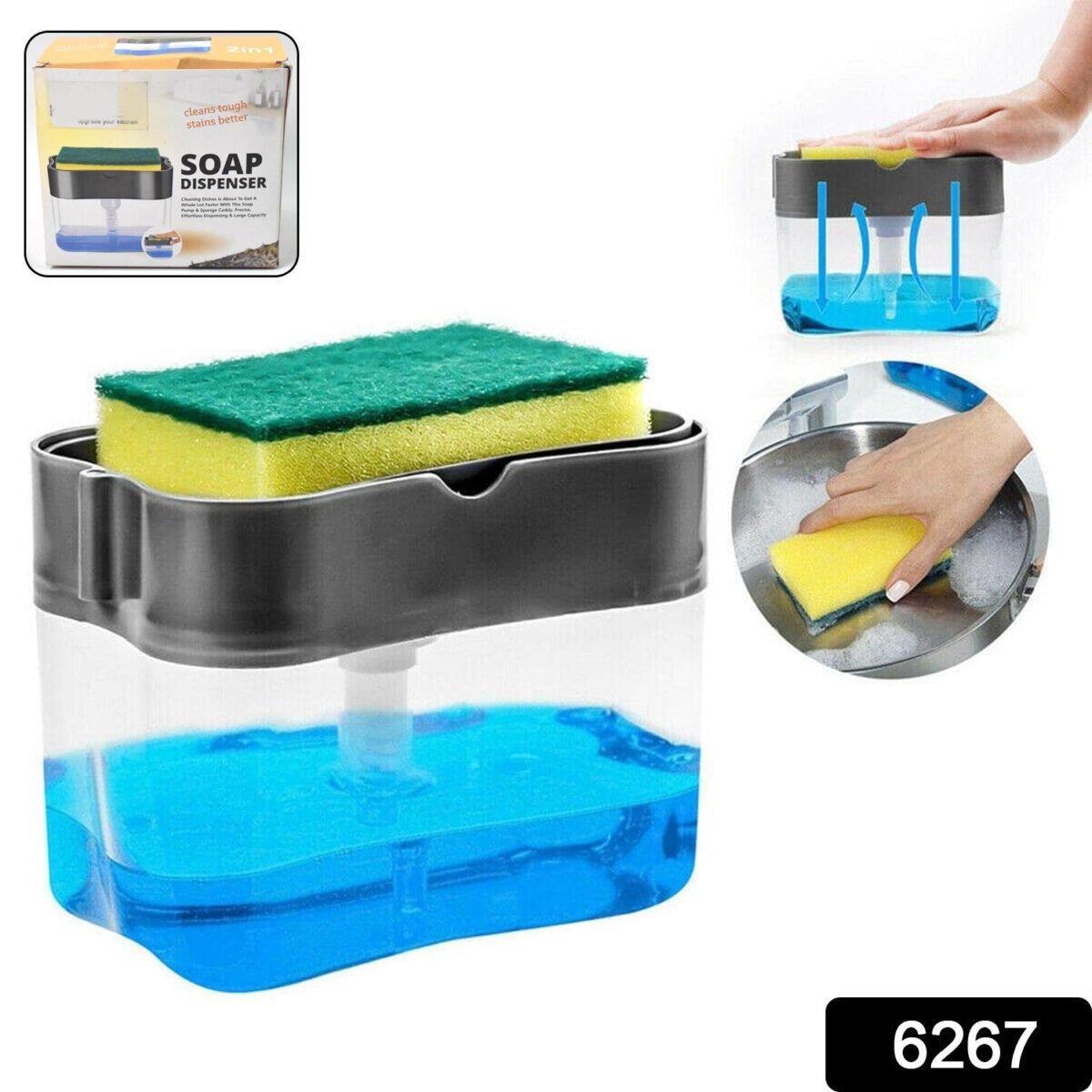 2 in 1 Soap Dispenser for Dishwasher Liquid Holder, Liquid Dispenser Through Pump (1 Pc) - Image 2