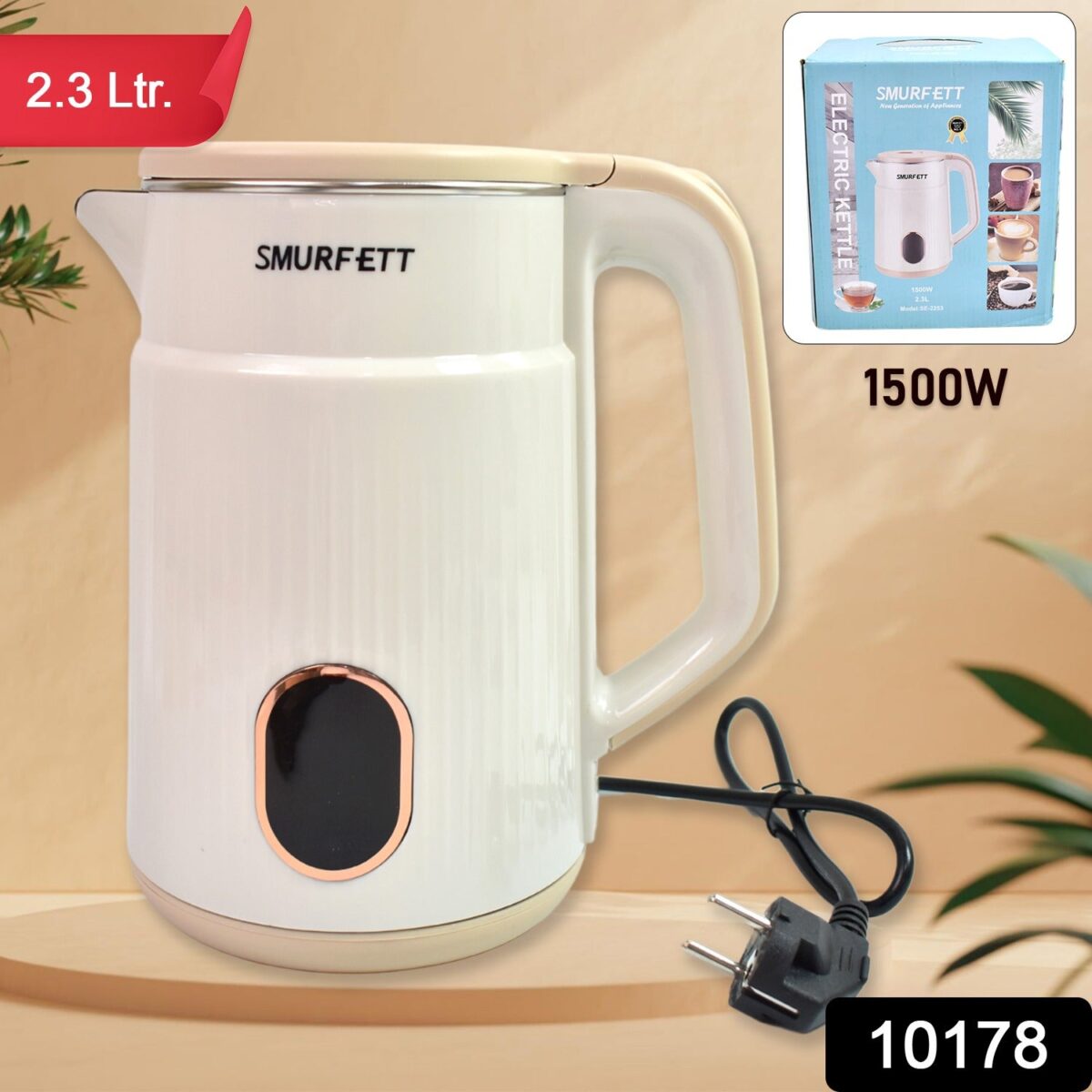Double Wall Stainless Steel Electric Cordless Tea Kettle (1500W / 2.3 Ltr.) - Image 2