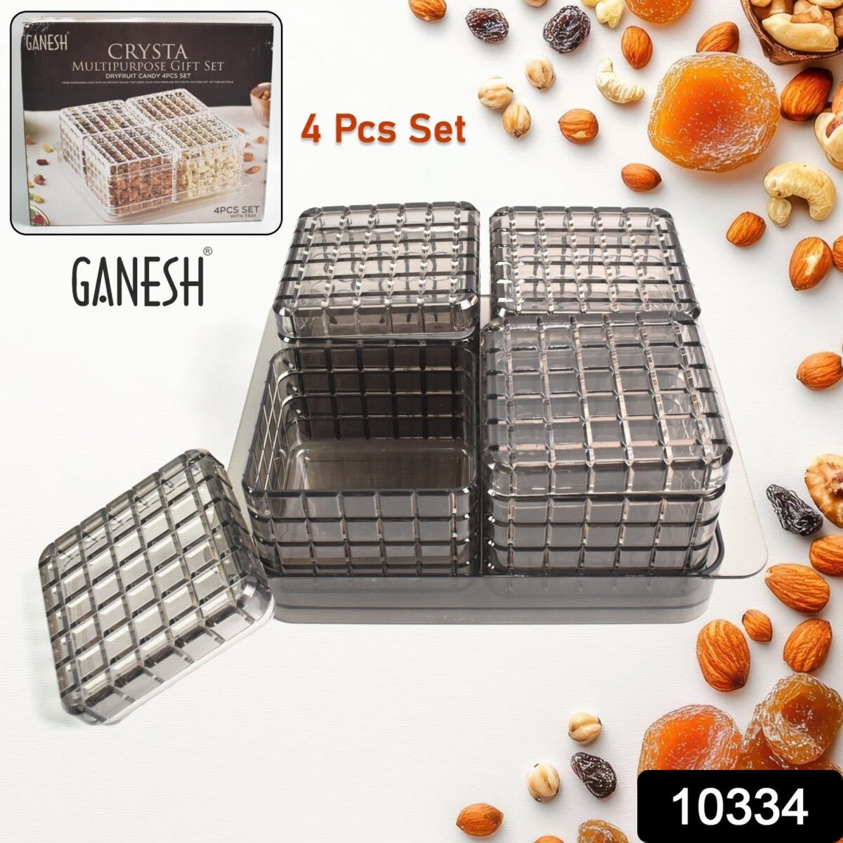 Ganesh Multipurpose Gift Set, Dry fruit (4 Pcs Set / With Tray) - Image 2