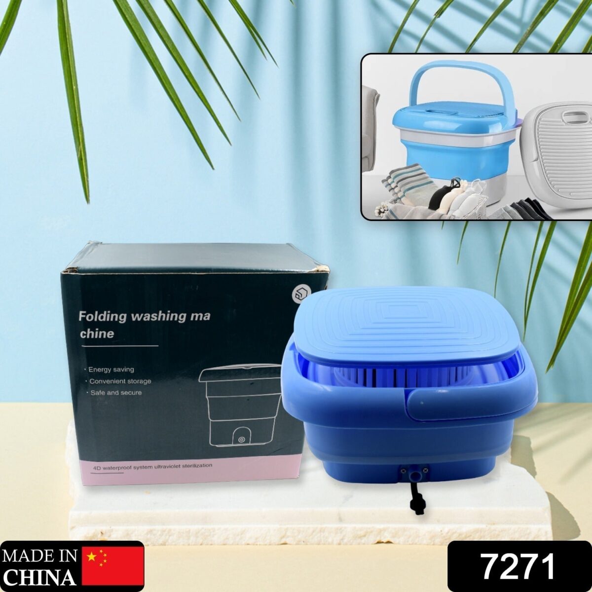 Mini Washing Machine Foldable Mini Washer with Drain Basket Portable Washing Machine Foldable for Laundry Travel Camping RV Baby Clothes - Image 2