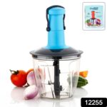 6 Blades Manual Hand-Press Vegetable Chopper (1100 ML / Mix Color) - Image 2