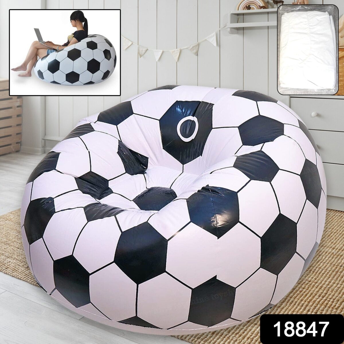 Foldable Sofa, Cartoon Style Inflatable Folding Chair, Ball Chair, Inflatable Sofa for Adults, Kids size (110cm x 80cm) - Image 2