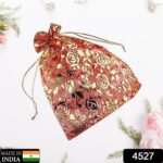 Net Fabric Drawstring Pouch â€“ Ideal for Dry Fruits, Organza Shagun Potli (Mix Sizes & Design) - Image 2