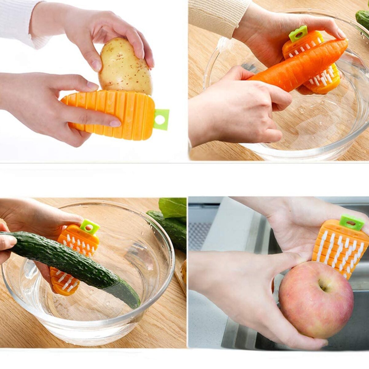 Carrot-Shaped Non-Toxic Vegetable Scrubbing Brush for Fruits & Veggies - Image 4